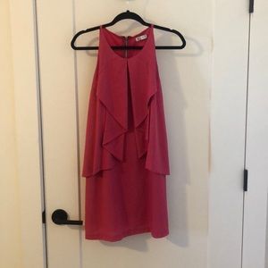 Pink ruffle dress with back zipper detail